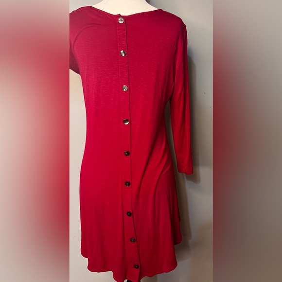 NWOT LOGO Lori Goldstein Pink Stylish Tunic w/ Front Pockets/Buttons At Back !! - Picture 7 of 8